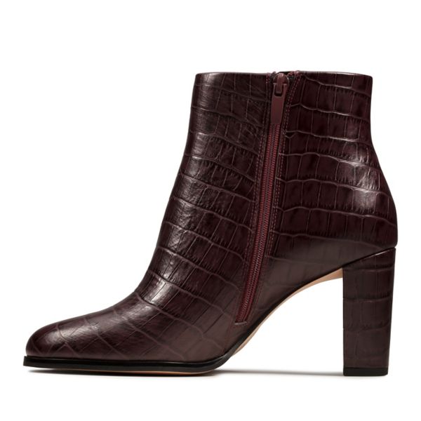 Clarks Womens Kaylin Fern Ankle Boots Burgundy | UK-7291536